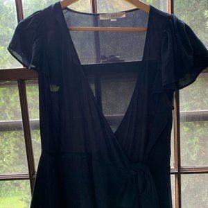 Gorgeous deep navy tie blouse